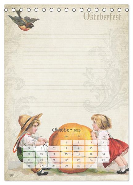 Produktbild: Nostalgie-Jahr, Motive aus alten Poesiealben (Tischkalender 2026 DIN A5 hoch), CALVENDO Monatskalender