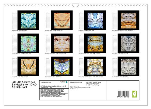 Produktbild: LiTH-Os Antlitze des Sandsteins von ID AD Art Gabi Zapf (Wandkalender 2026 DIN A3 quer), CALVENDO Monatskalender