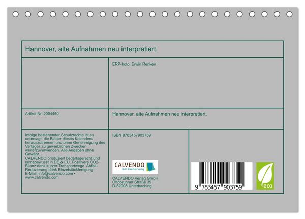 Produktbild: Hannover, alte Aufnahmen neu interpretiert. (Tischkalender 2026 DIN A5 quer), CALVENDO Monatskalender