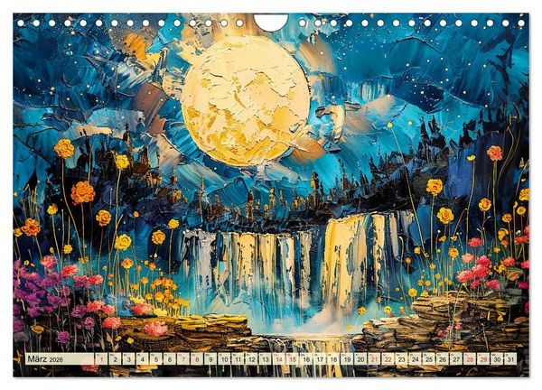 Produktbild: Blumenn&auml;chte im Mondlicht - Poesie des Himmels und der Erde (Wandkalender 2026 DIN A4 quer), CALVENDO Monatskalender