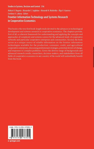 Produktbild: Frontier Information Technology and Systems Research in Cooperative Economics