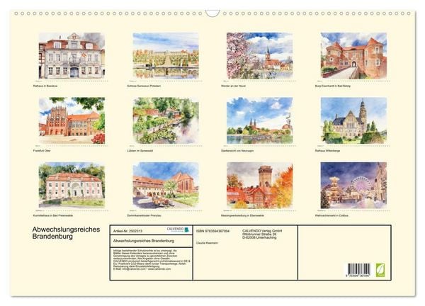 Produktbild: Abwechslungsreiches Brandenburg (Wandkalender 2027 DIN A2 quer), CALVENDO Monatskalender