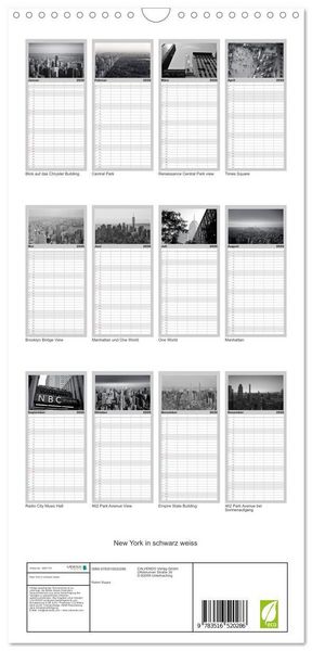 Produktbild: Familienplaner 2026 - New York in schwarz weiss mit 5 Spalten (Wandkalender, 21 x 45 cm) CALVENDO