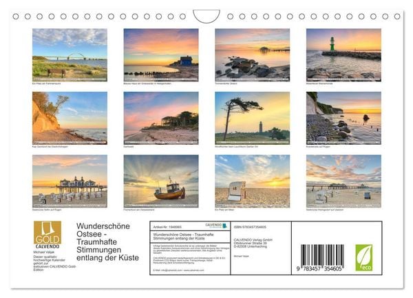 Produktbild: Wundersch&ouml;ne Ostsee - Traumhafte Stimmungen entlang der K&uuml;ste (Wandkalender 2026 DIN A4 quer), CALVENDO Monatskalender
