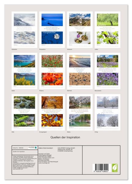Produktbild: Quellen der Inspiration (Wandkalender 2026 DIN A3 hoch), CALVENDO Monatskalender