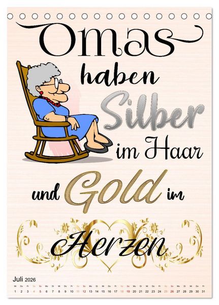 Produktbild: Gl&uuml;ck ist, Oma zu sein (Tischkalender 2026 DIN A5 hoch), CALVENDO Monatskalender