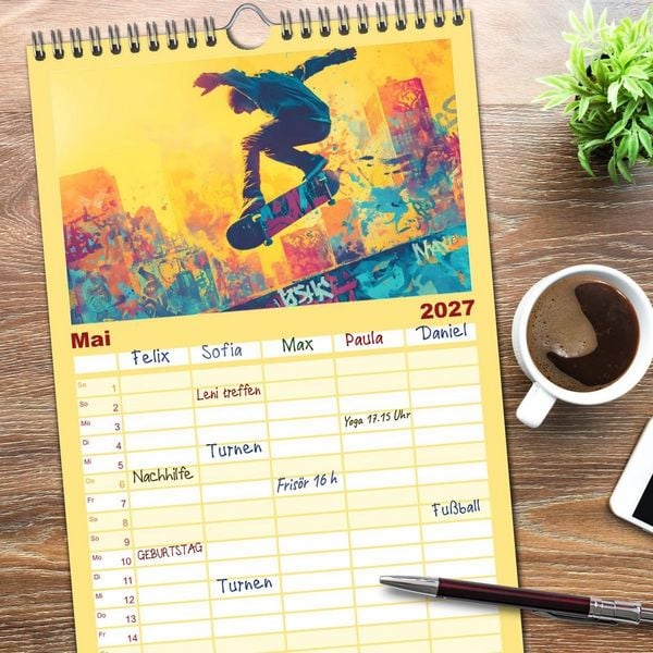 Produktbild: Familienplaner 2027 - Olympia. Anders. mit 5 Spalten (Wandkalender, 21 x 45 cm) CALVENDO