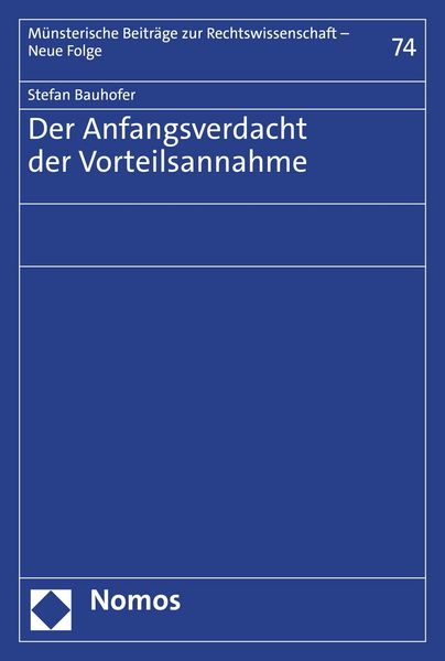 Produktbild: Der Anfangsverdacht der Vorteilsannahme