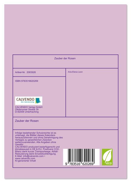 Produktbild: Zauber der Rosen (Tischkalender 2026 DIN A5 hoch), CALVENDO Monatskalender