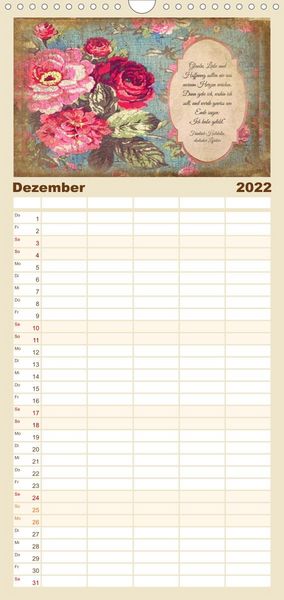 Produktbild: Poetische Romantik - Familienplaner hoch (Wandkalender 2022 , 21 cm x 45 cm, hoch)