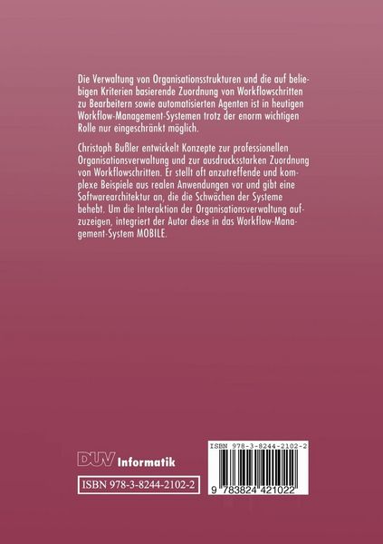 Produktbild: Organisationsverwaltung in Workflow-Management-Systemen