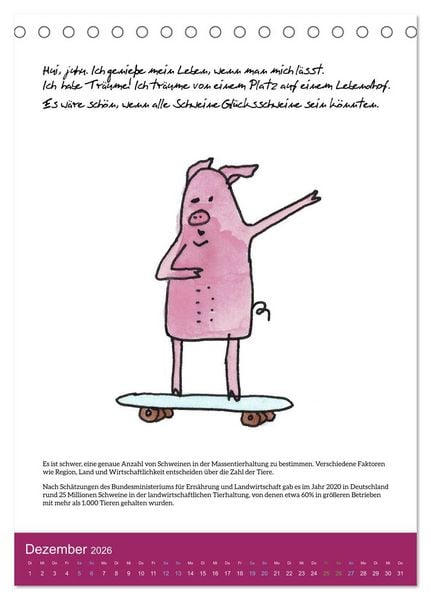 Produktbild: Schweinekalender - Alles was du &uuml;ber Schweine wissen wolltest! (Tischkalender 2026 DIN A5 hoch), CALVENDO Monatskalender