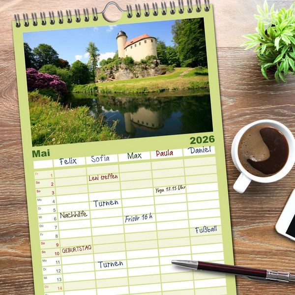 Produktbild: Familienplaner 2026 - Burgen in Deutschland mit 5 Spalten (Wandkalender, 21 x 45 cm) CALVENDO