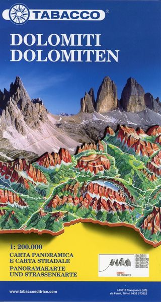 Produktbild: Dolomites Road Panoramic Map 1 : 200 000
