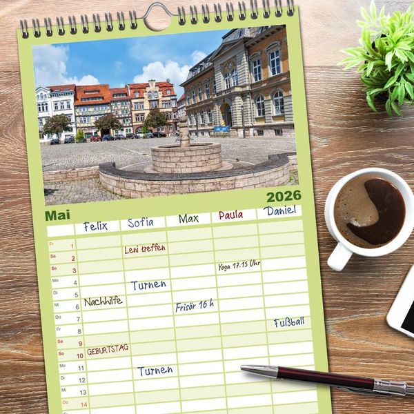 Produktbild: Familienplaner 2026 - M&uuml;hlhausen in Th&uuml;ringen mit 5 Spalten (Wandkalender, 21 x 45 cm) CALVENDO