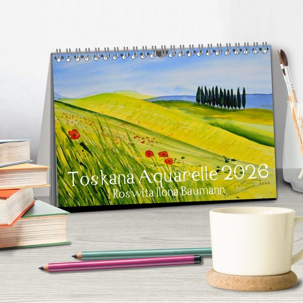 Produktbild: Toskana Aquarelle (Tischkalender 2026 DIN A5 quer), CALVENDO Monatskalender