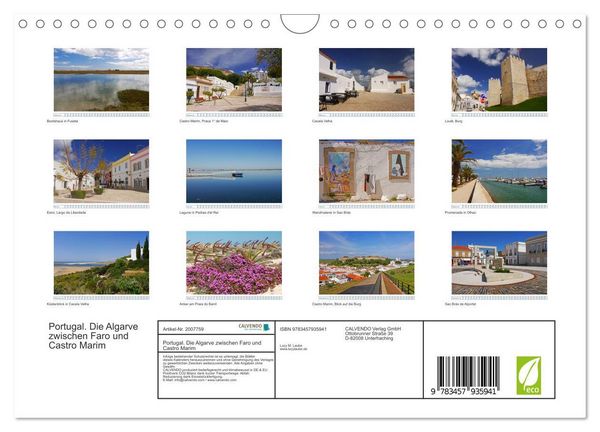 Produktbild: Portugal. Die Algarve zwischen Faro und Castro Marim (Wandkalender 2026 DIN A4 quer), CALVENDO Monatskalender