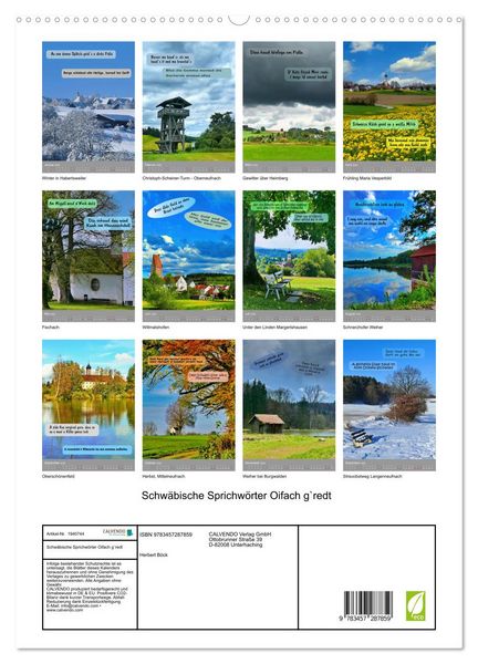 Produktbild: Schw&auml;bische Sprichw&ouml;rter Oifach g`redt (hochwertiger Premium Wandkalender 2026 DIN A2 hoch), Kunstdruck in Hochglanz