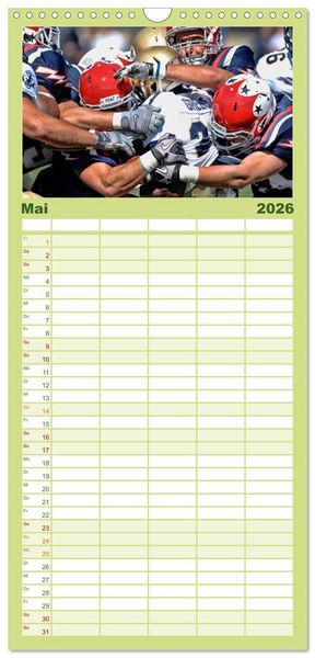 Produktbild: Familienplaner 2026 - American Football - athletisch und riskant mit 5 Spalten (Wandkalender, 21 x 45 cm) CALVENDO