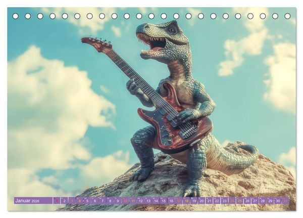 Produktbild: Dinos rocken ab (Tischkalender 2026 DIN A5 quer), CALVENDO Monatskalender