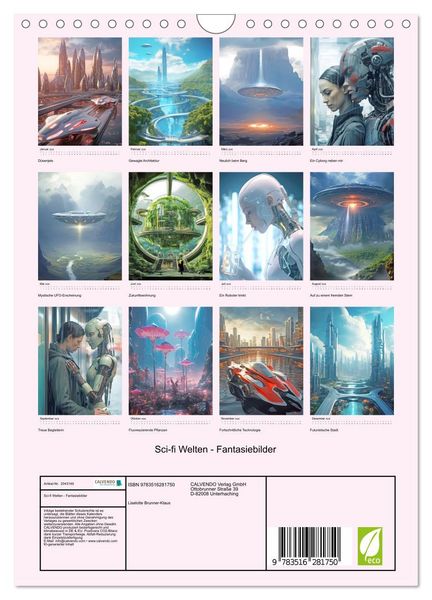 Produktbild: Sci-fi Welten - Fantasiebilder (Wandkalender 2026 DIN A4 hoch), CALVENDO Monatskalender