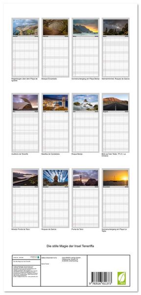 Produktbild: Familienplaner 2026 - Die stille Magie der Insel Teneriffa mit 5 Spalten (Wandkalender, 21 x 45 cm) CALVENDO