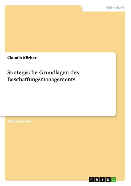 Produktbild: Strategische Grundlagen des Beschaffungsmanagements