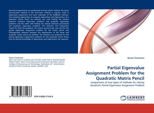Produktbild: Partial Eigenvalue Assignment Problem for the Quadratic Matrix Pencil