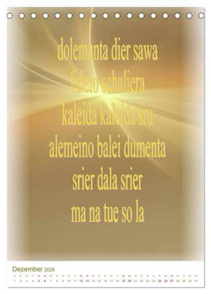 Produktbild: Heilende Mantras in der Lichtsprache des Universums (Tischkalender 2026 DIN A5 hoch), CALVENDO Monatskalender