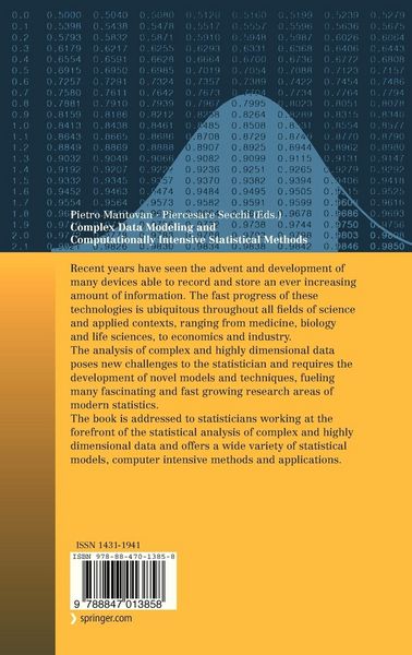 Produktbild: Complex Data Modeling and Computationally Intensive Statistical Methods