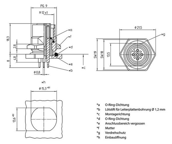 Produktbild: Lutronic 1229 Sensor-/Aktor-Einbausteckverbinder M12 Buchse, Einbau Polzahl Sensoren: 5 1St.