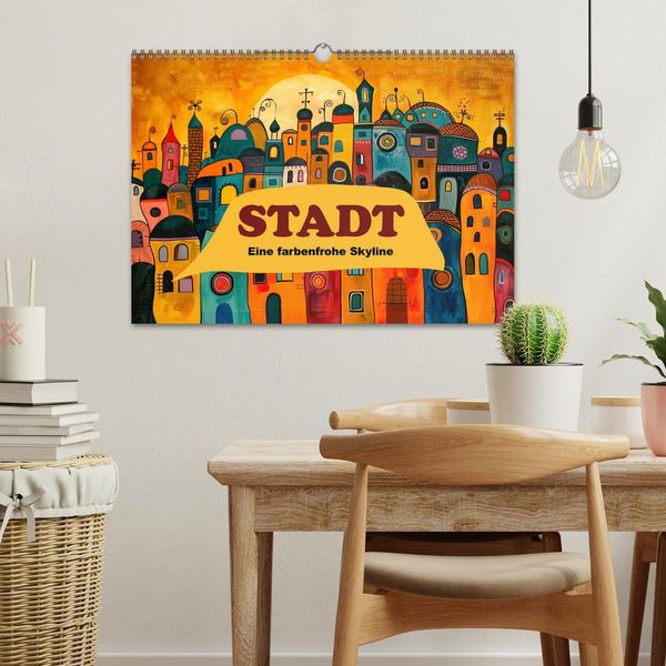 Produktbild: Stadt - Eine farbenfrohe Skyline (Wandkalender 2026 DIN A3 quer), CALVENDO Monatskalender