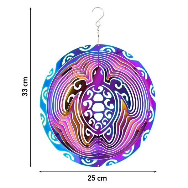 Produktbild: Kinetic Art: Metal Hanging Wind Spinner: 3D Vibrant Turtle