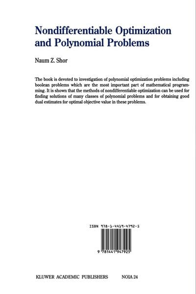 Produktbild: Nondifferentiable Optimization and Polynomial Problems