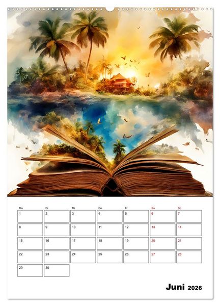 Produktbild: Magische surreale Buchwelten (Wandkalender 2026 DIN A2 hoch), CALVENDO Monatskalender