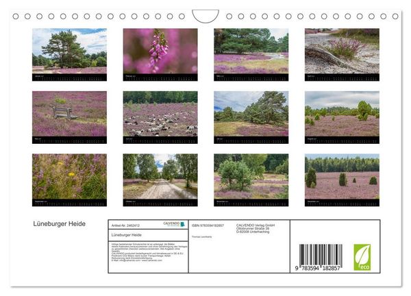 Produktbild: L&uuml;neburger Heide (Wandkalender 2027 DIN A4 quer), CALVENDO Monatskalender