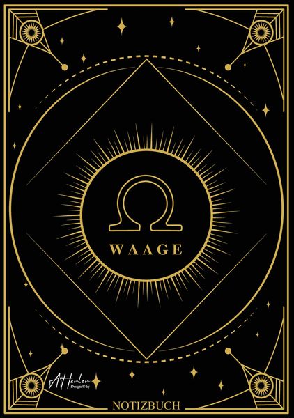 Produktbild: Edles Notizbuch Sternzeichen Waage | Designed by Alfred Herler