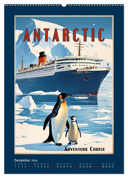 Produktbild: Vintage Schiffsplakate - nostalgische Kreuzfahrt um die Welt (Wandkalender 2026 DIN A2 hoch), CALVENDO Monatskalender