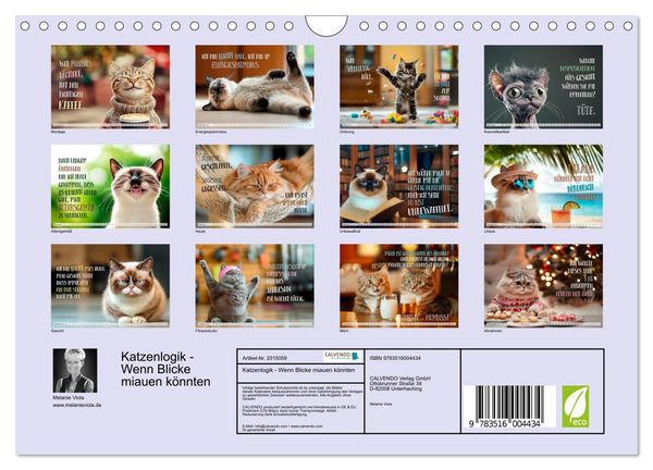 Produktbild: Katzenlogik - Wenn Blicke miauen k&ouml;nnten (Wandkalender 2026 DIN A4 quer), CALVENDO Monatskalender