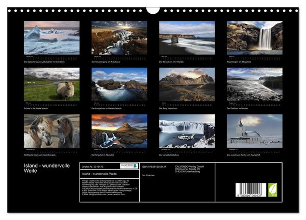 Produktbild: Island - wundervolle Weite (Wandkalender 2026 DIN A3 quer), CALVENDO Monatskalender