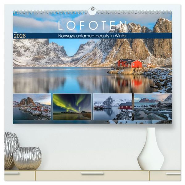 Produktbild: Lofoten, Norway's untamed beauty in Winter (High Quality Premium Wall Calendar 2026 DIN A2 landscape),CALVENDO 12 Month Wall Calendar
