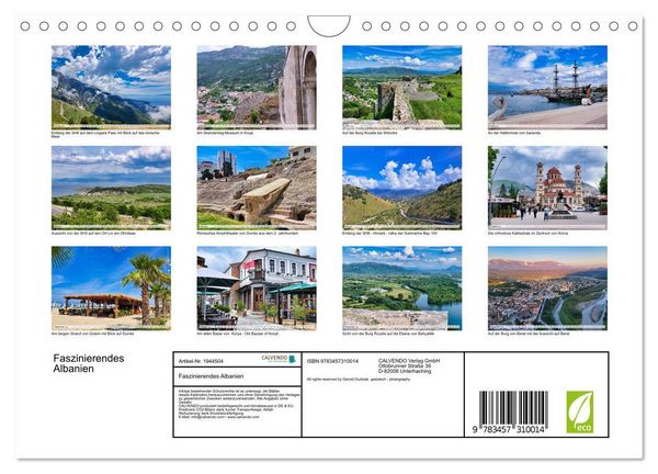 Produktbild: Faszinierendes Albanien (Wandkalender 2026 DIN A4 quer), CALVENDO Monatskalender
