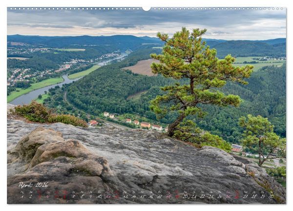 Produktbild: Landschaften der S&auml;chsischen Schweiz (hochwertiger Premium Wandkalender 2026 DIN A2 quer), Kunstdruck in Hochglanz