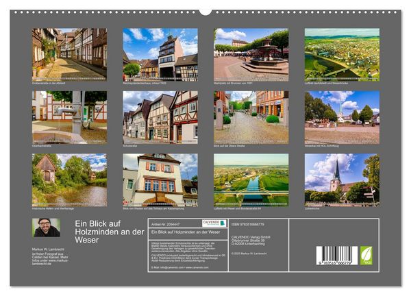 Produktbild: Ein Blick auf Holzminden an der Weser (hochwertiger Premium Wandkalender 2026 DIN A2 quer), Kunstdruck in Hochglanz