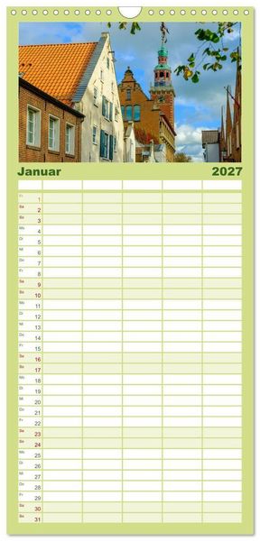 Produktbild: Familienplaner 2027 - Ein Blick auf Leer (Ostfriesland) mit 5 Spalten (Wandkalender, 21 x 45 cm) CALVENDO