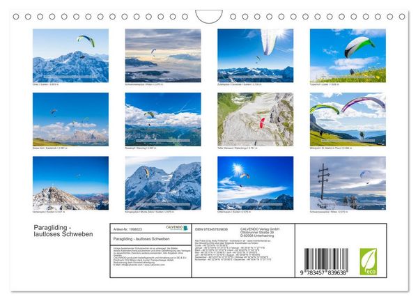 Produktbild: Paragliding - lautloses Schweben (Wandkalender 2026 DIN A4 quer), CALVENDO Monatskalender