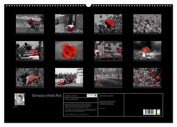 Produktbild: Schwarz-Wei&szlig;-Rot (Wandkalender 2026 DIN A2 quer), CALVENDO Monatskalender