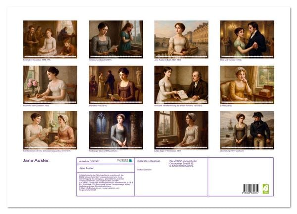 Produktbild: Jane Austen (Wandkalender 2026 DIN A2 quer), CALVENDO Monatskalender