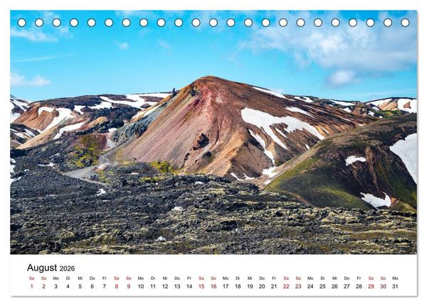 Produktbild: Island, Landmannalaugar: Regenbogenberge (Tischkalender 2026 DIN A5 quer), CALVENDO Monatskalender
