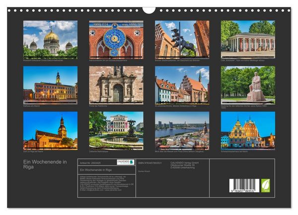 Produktbild: Ein Wochenende in Riga (Wandkalender 2026 DIN A3 quer), CALVENDO Monatskalender